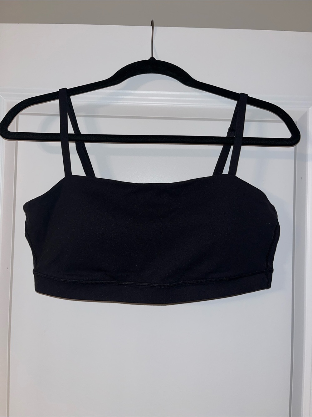 CRZ YOGA black butterluxe thin strap sports bra (size large)
